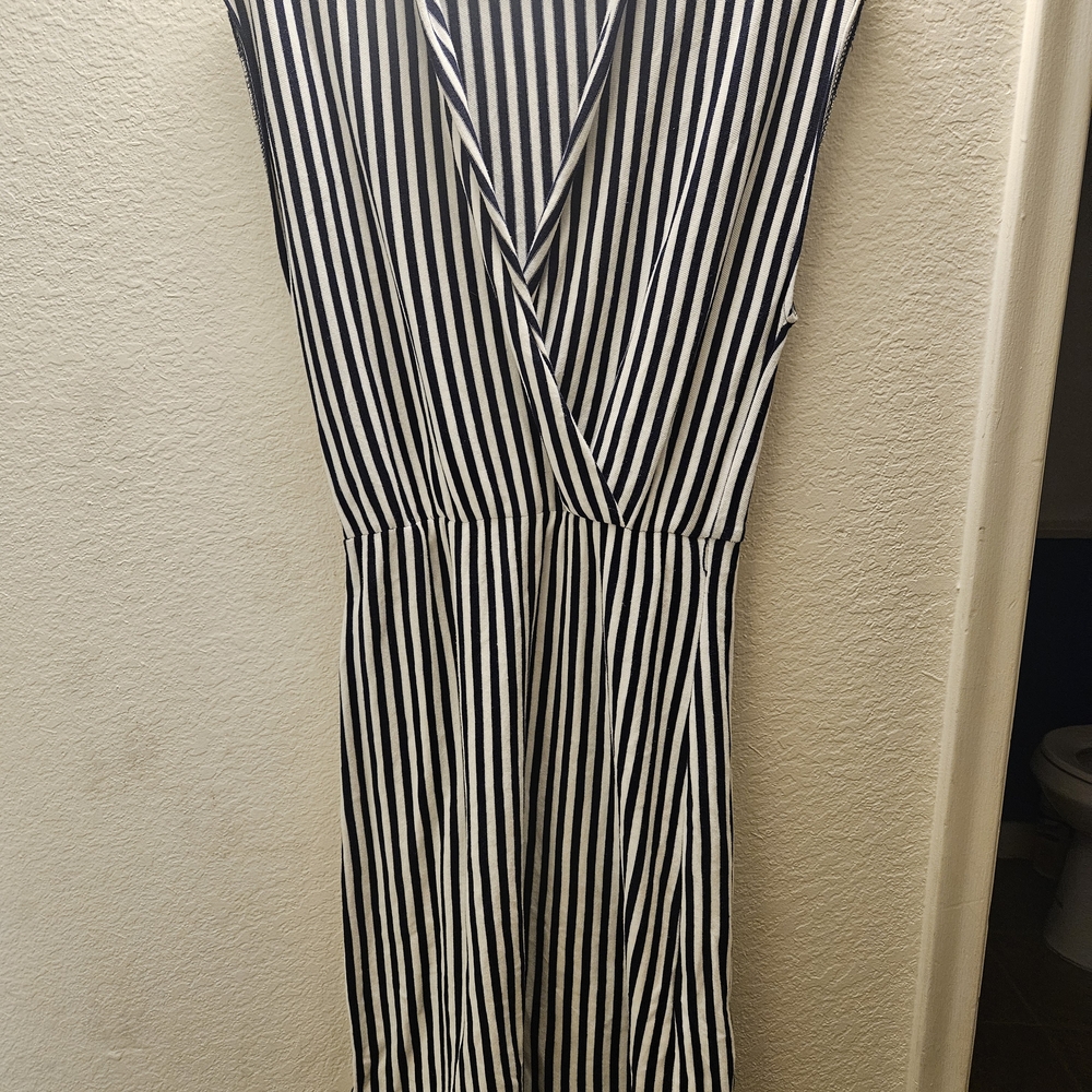 Striped Black and White Sleeveless Dress